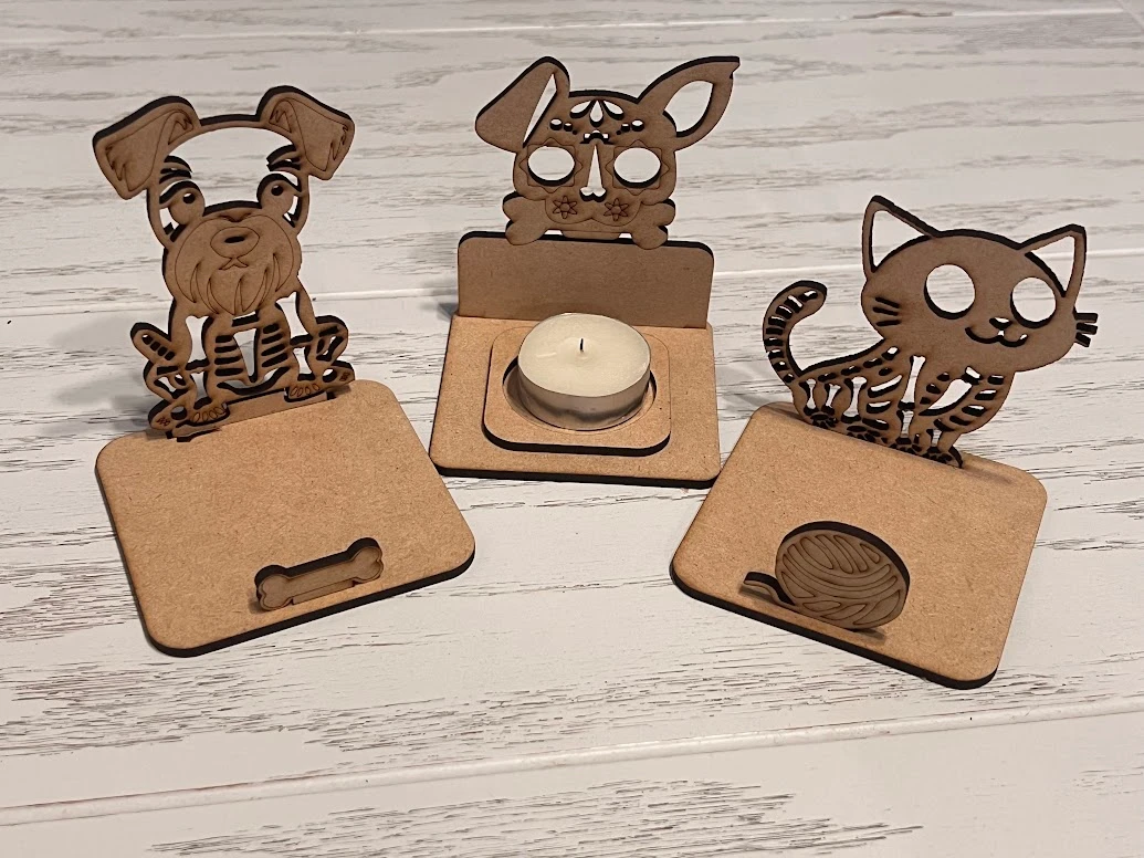 Mini Altar de Muertos para Mascotas en MDF con Porta Vela