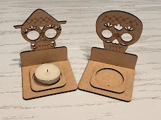Portavelas Calavera de MDF para Altar de Día de Muertos