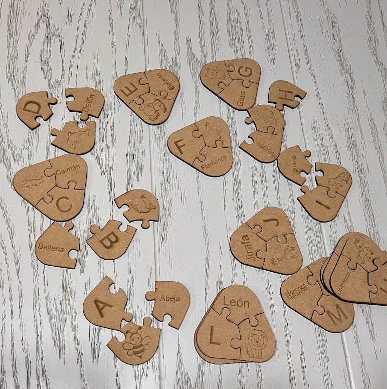 Rompecabezas Didáctico de Abecedario y Animales en MDF