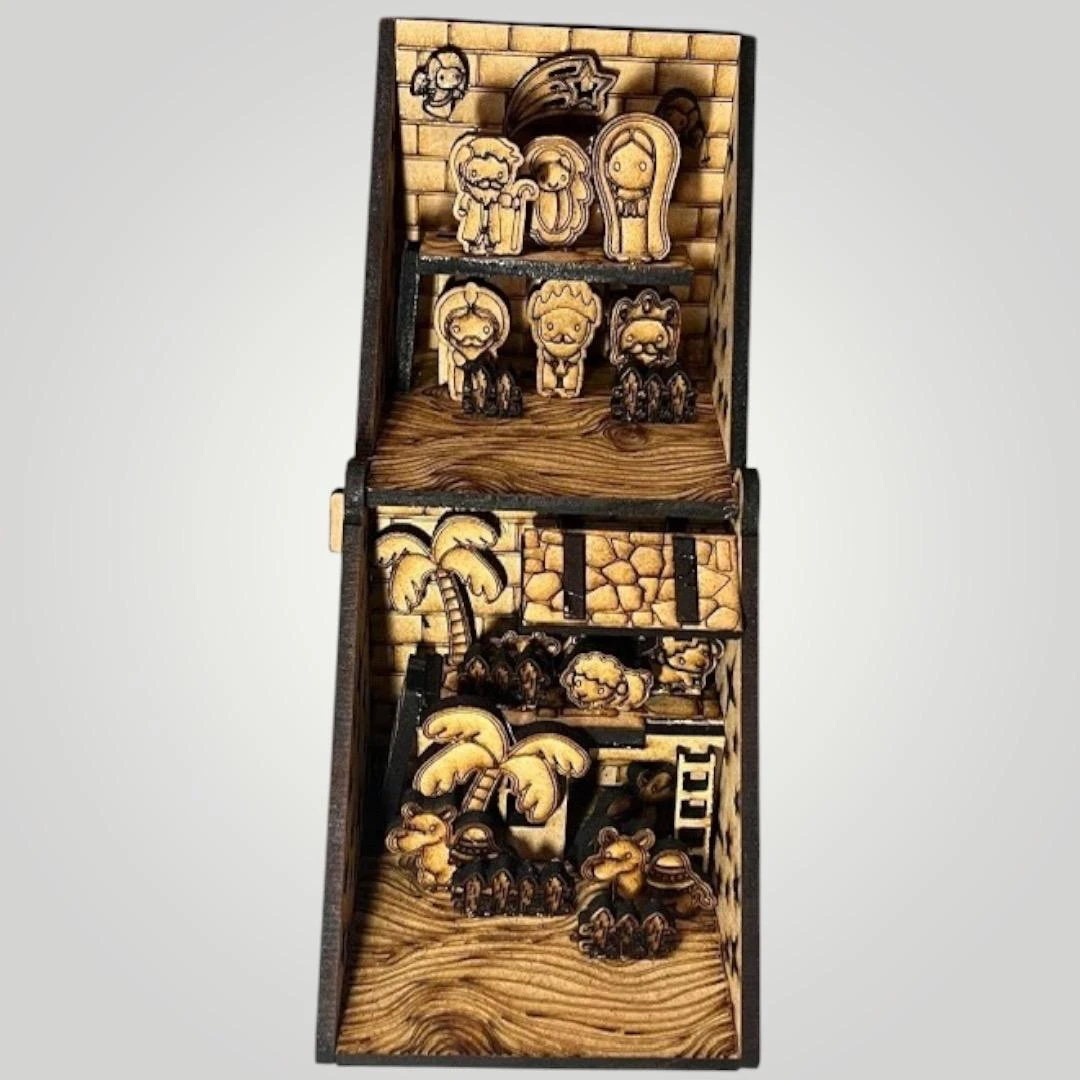 Mini pesebre de MDF para decoración de Navidad