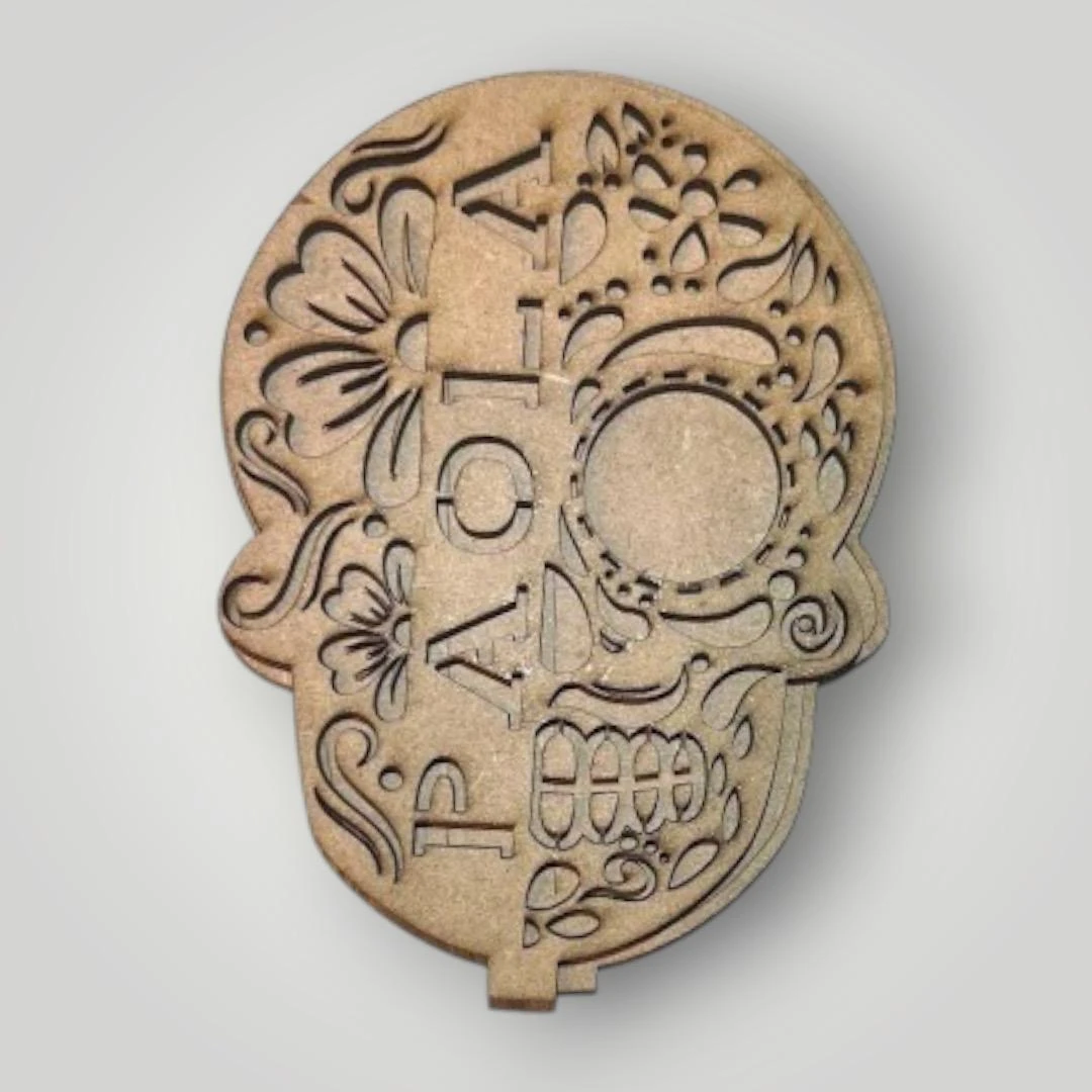 Calavera personalizada en MDF para altar de muertos